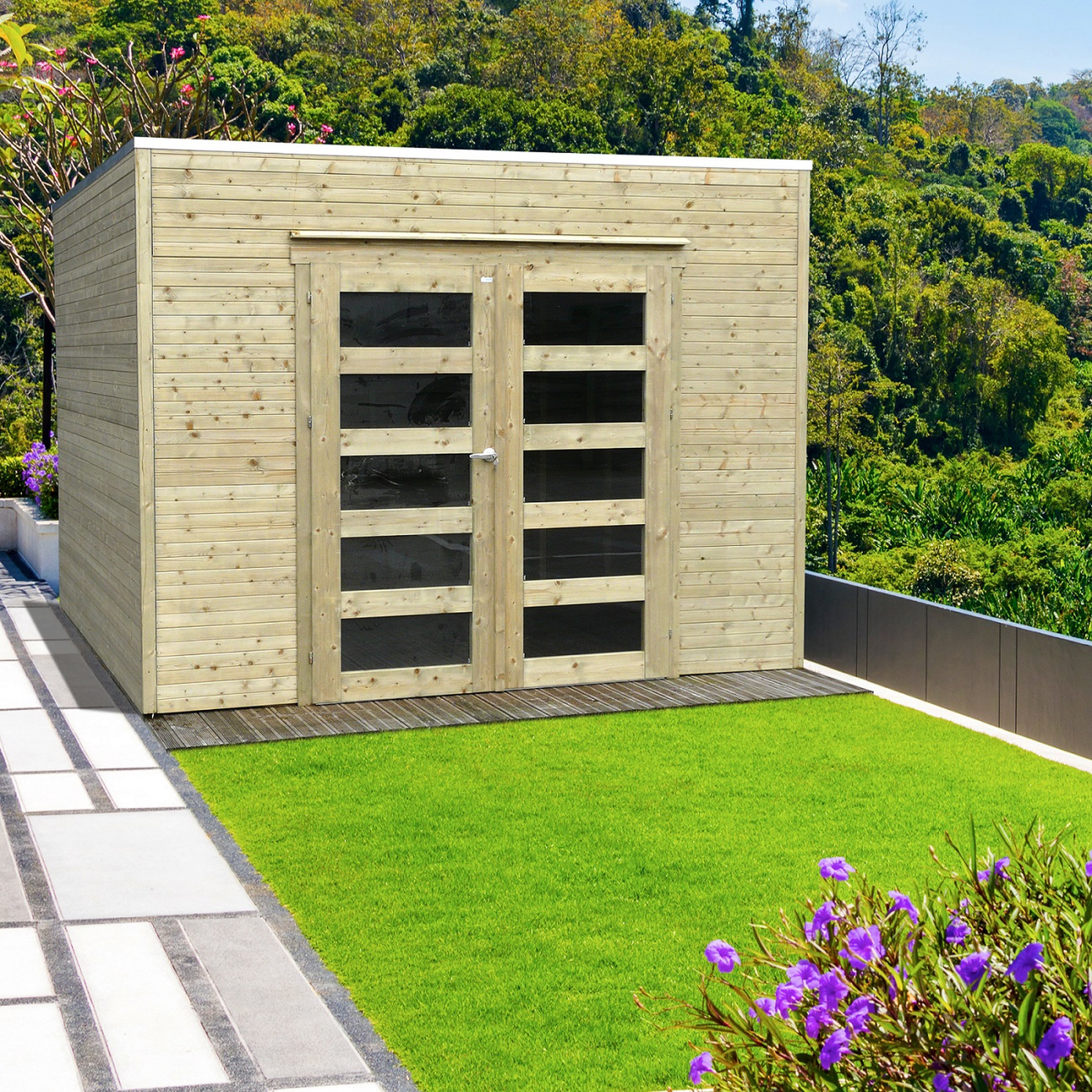 Voir la diapositive 1 : SOLID SUPERIA Abri de jardin bois - Autoclavé- 8m² - Bari