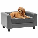 VIDAXL Canape pour chien Gris 60x43x30 cm Peluche et similicuir