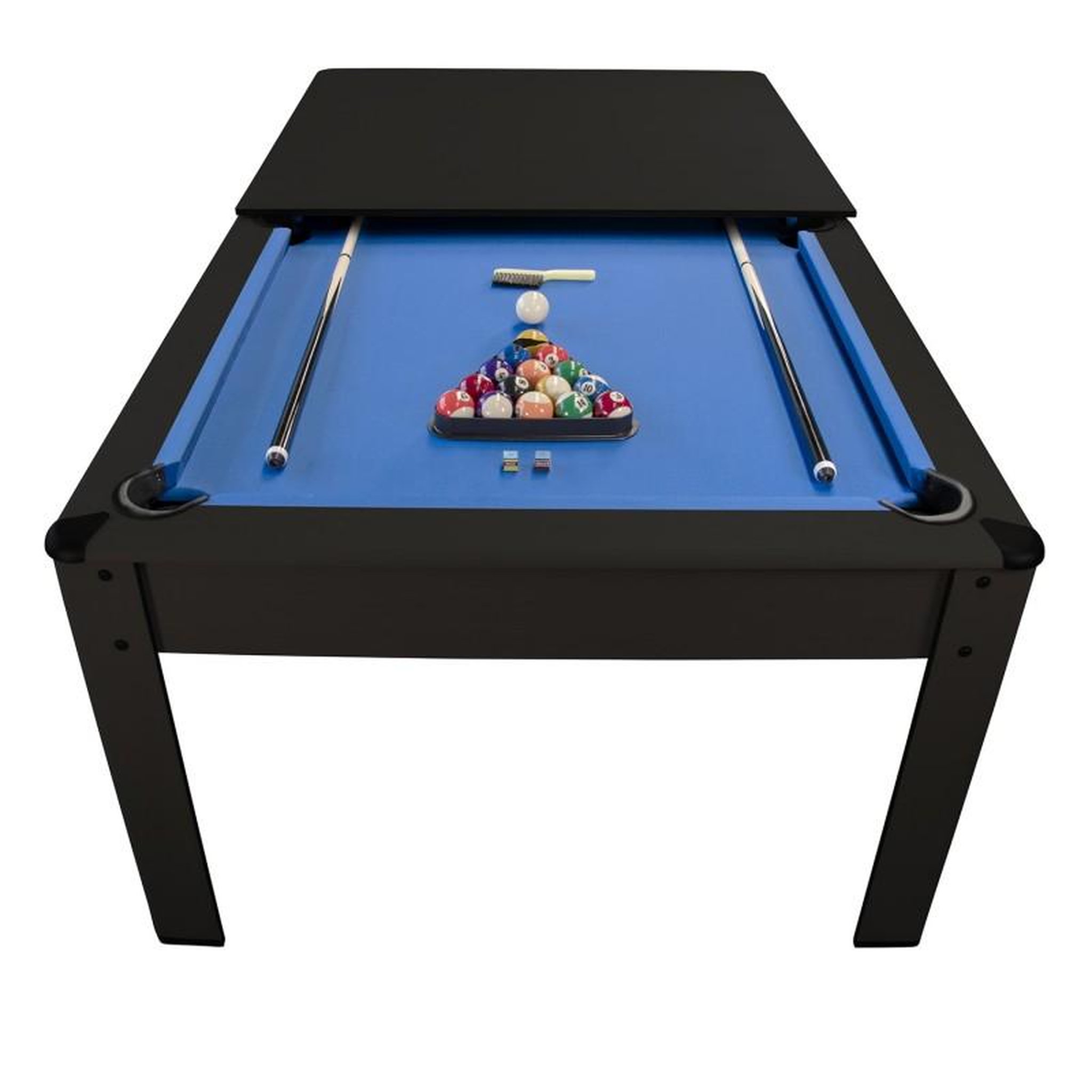 Voir la diapositive 1 : PLAY4FUN Billard Américain HARMONY 6Ft - 206,5 x 116,5 x 80 cm avec accessoires et plateau dînatoire - Couleur Noir