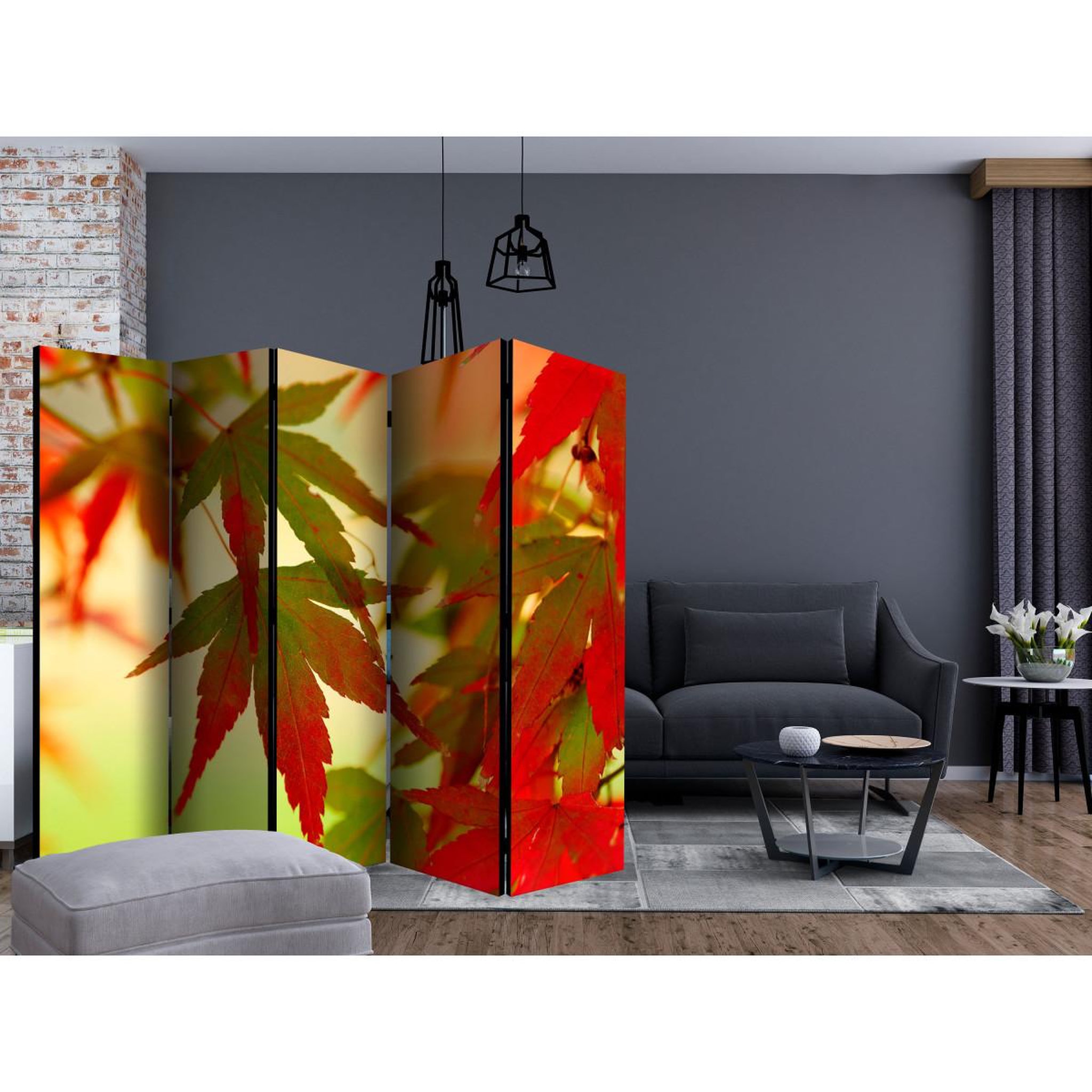 Voir la diapositive 2 : Paris Prix Paravent 5 volets  colourful leaves  172x225cm
