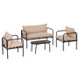 Voir la diapositive 1 : OUTSUNNY Ensemble salon de jardin 4 places 4 pièces avec coussins beige