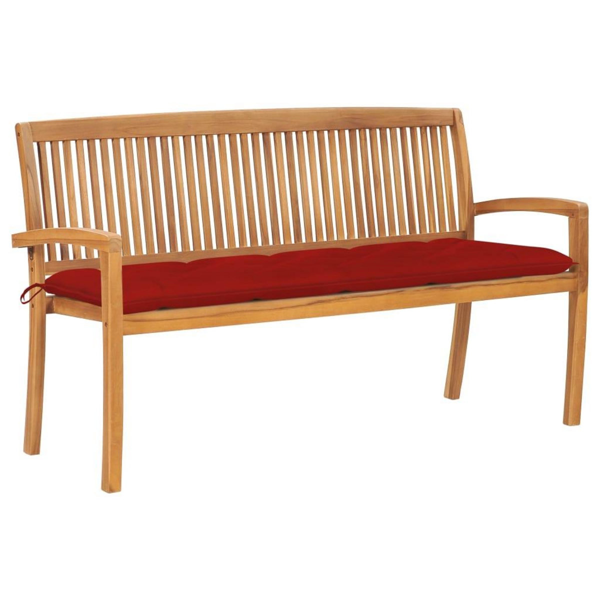 VIDAXL Banc de jardin empilable et coussin 159 cm Bois de teck massif
