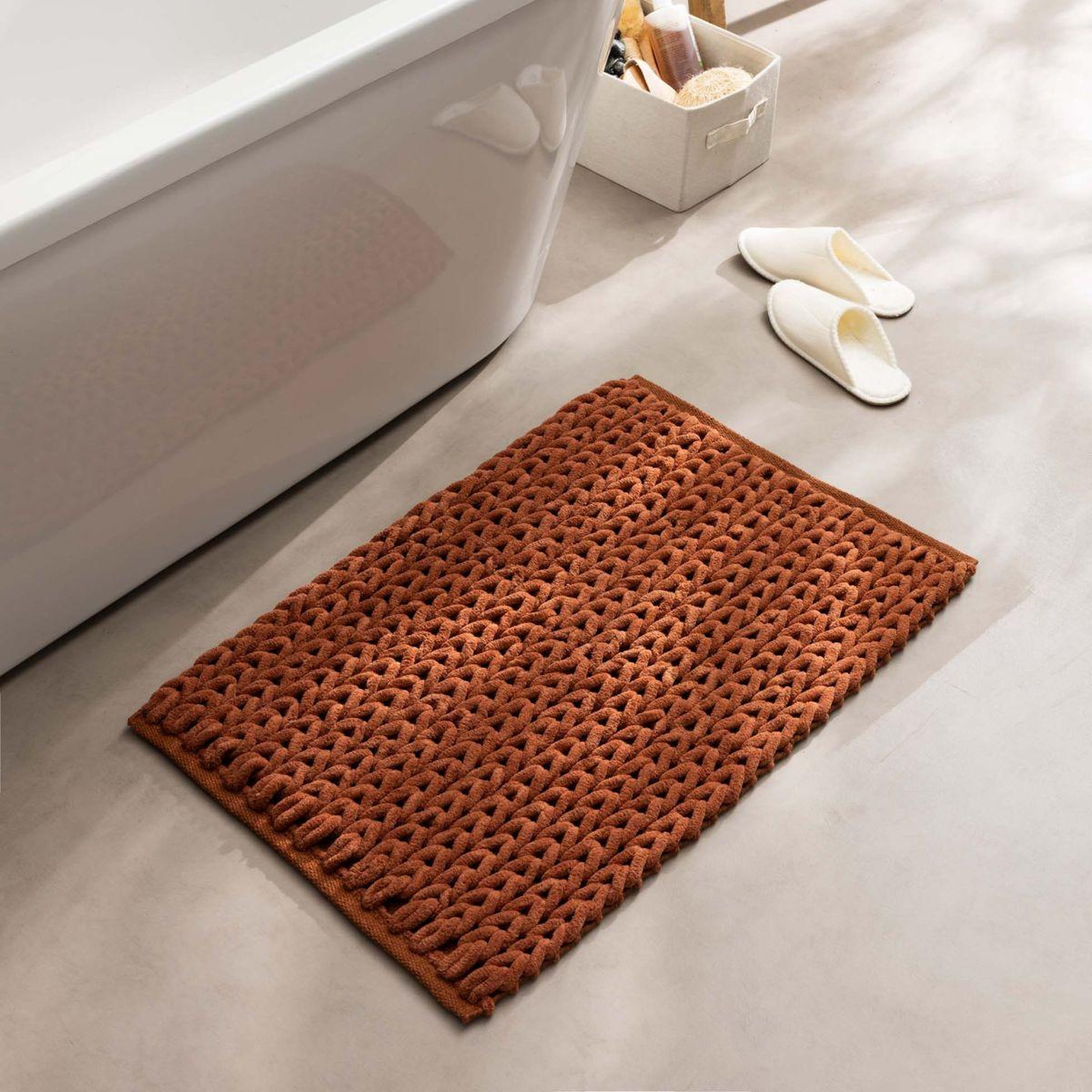Voir la diapositive 5 : Douceur d'Intérieur Tapis de bain en chenille  ariel  50x80cm terracotta