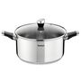 Voir la diapositive 1 : TEFAL Faitout induction EMOTION  inox 24 cm + CV verre 