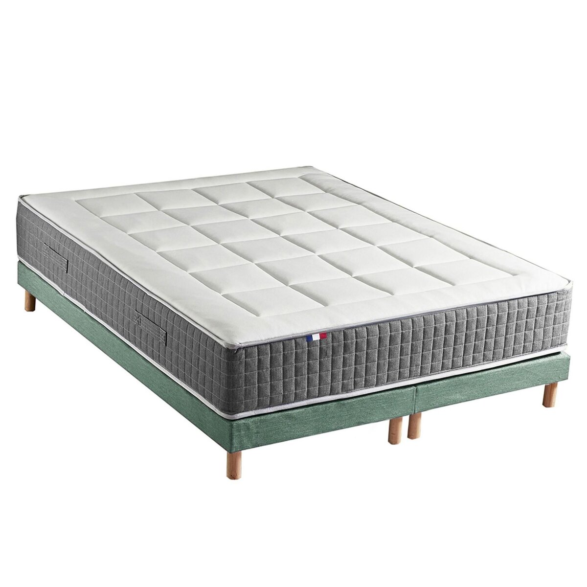 IDLITERIE Ensemble Matelas Ressort 7 zones H.28cm + Sommier Fabriqué en France MAX