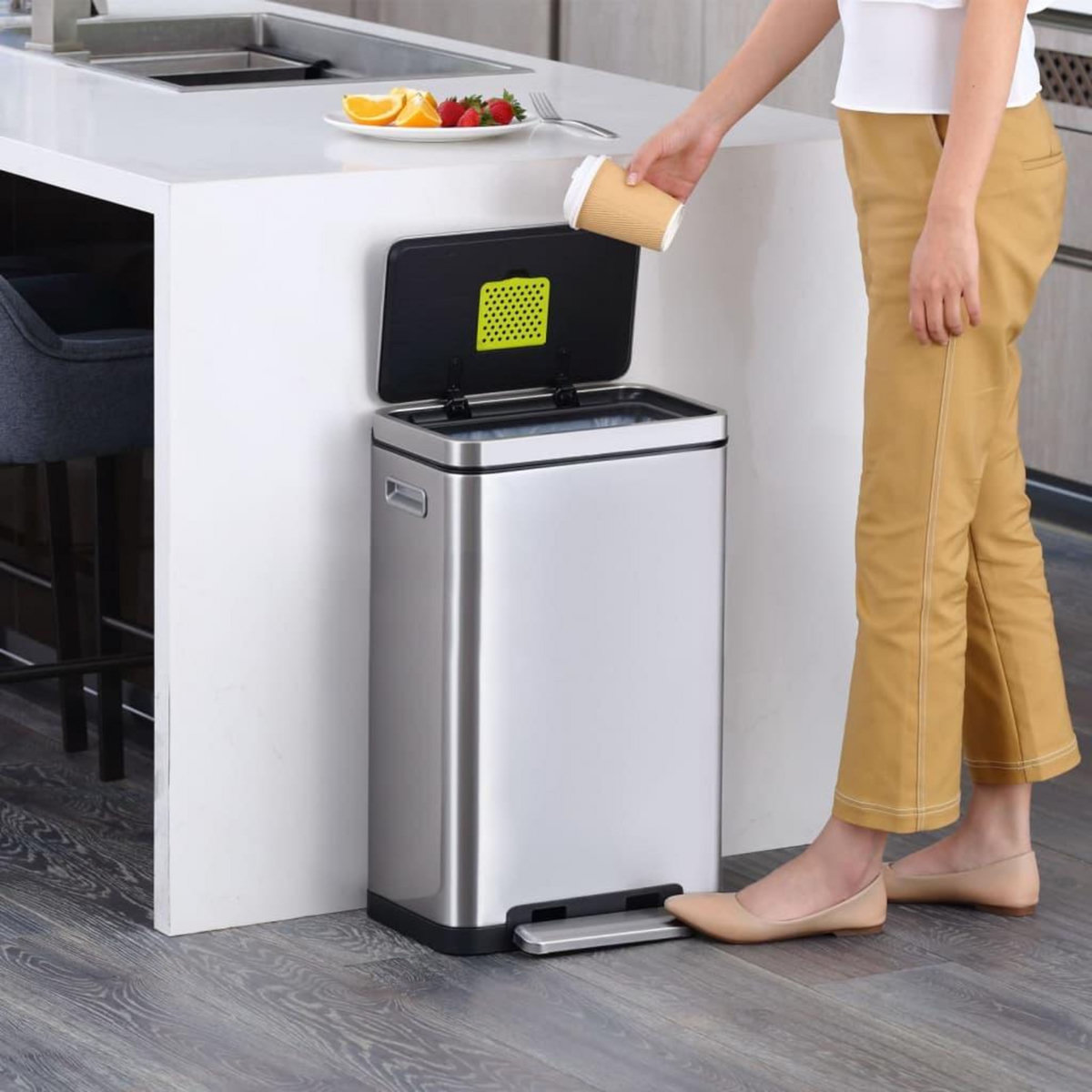 EKO EKO Poubelle a pedale X-Cube 30 L Argente mat