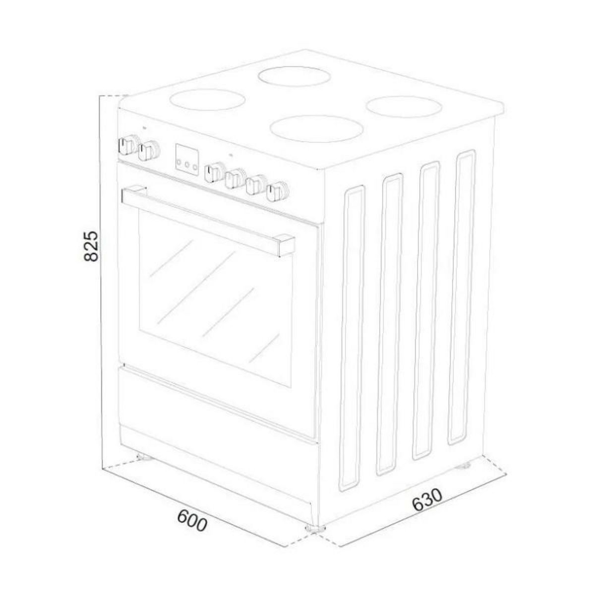 CONTINENTAL EDISON Cuisiniere gaz CONTINENTAL EDISON CECG60FCB1 - 4 feux - L59,8 x P61 xH83cm- Noir