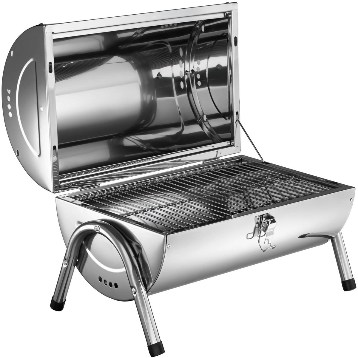 tectake Barbecue portable pliable avec double surface de cuisson argent