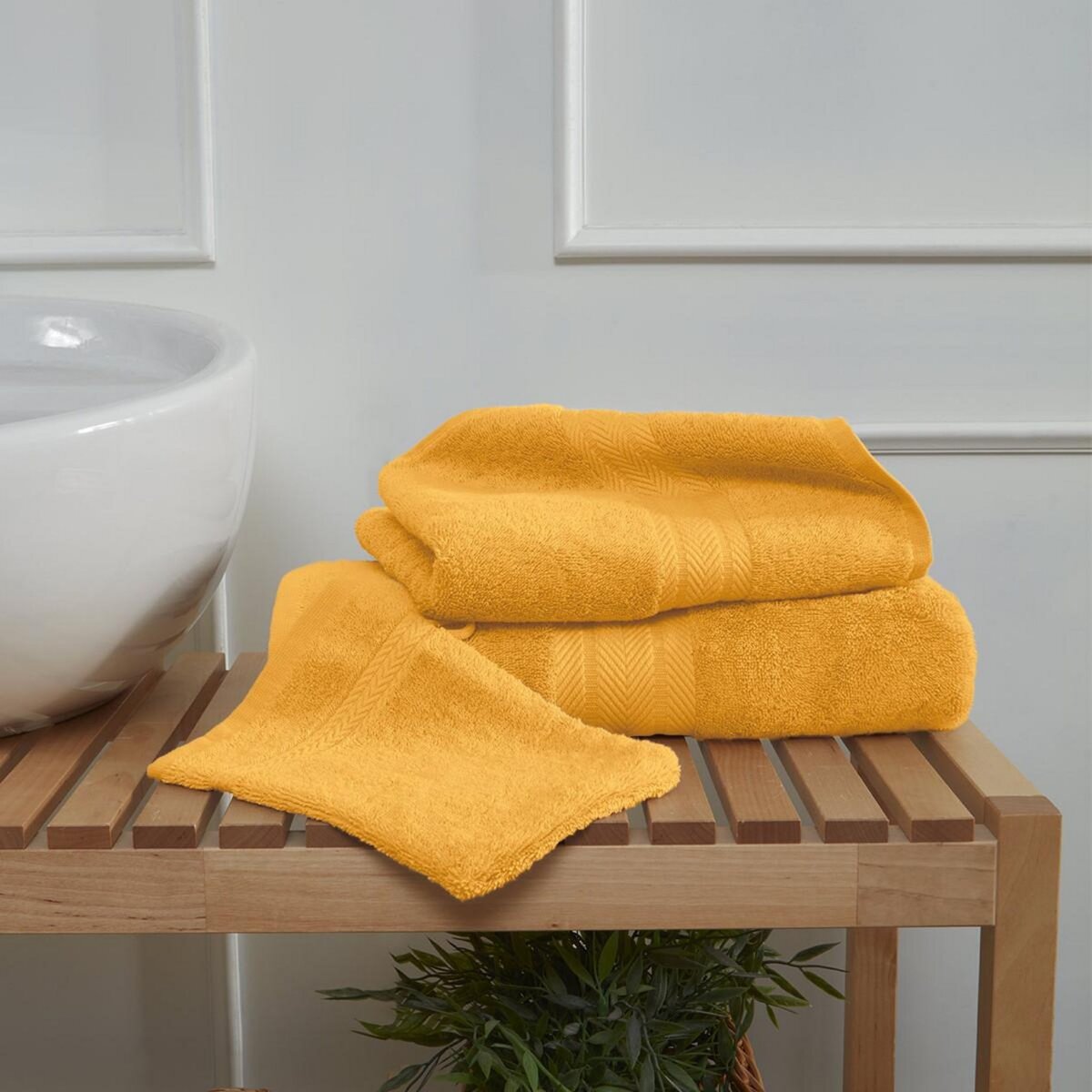 Sensei Maison Ensemble de bain 3 pièces (1 drap de bain + 1 serviette de toilette + 1 gant) LUXURY