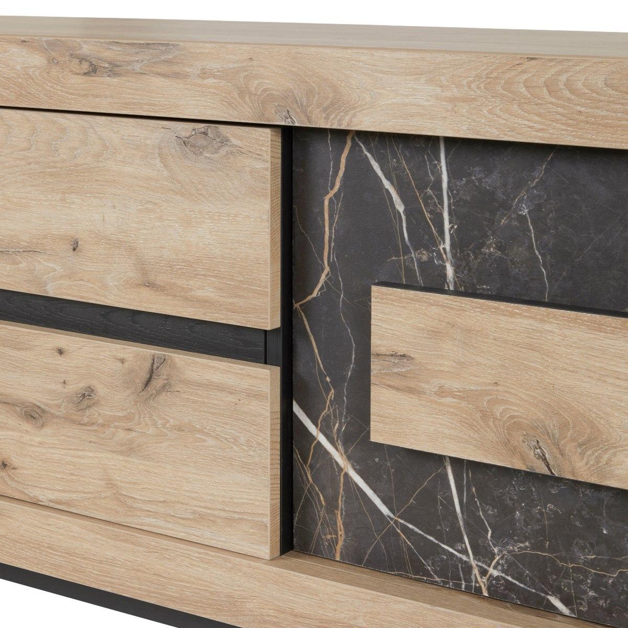 Voir la diapositive 6 : JLC KREATION Meuble tv moderne en bois 2 portes-2 niches racha