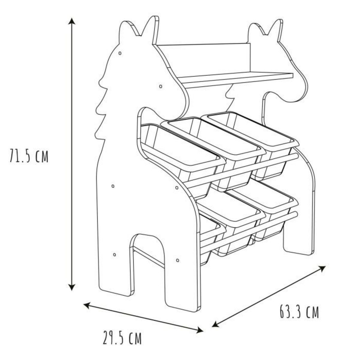 Paris Prix Meuble de Rangement 6 Bacs  Licorne  71cm Rose