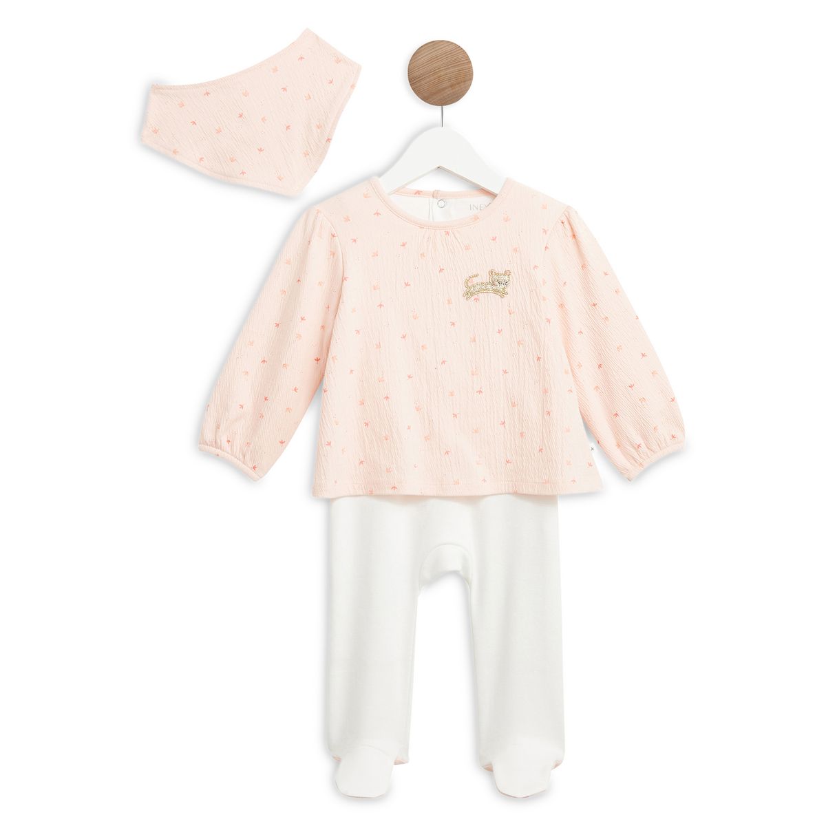 INEXTENSO Dors bien de naissance + bavoir bandana bébé fille