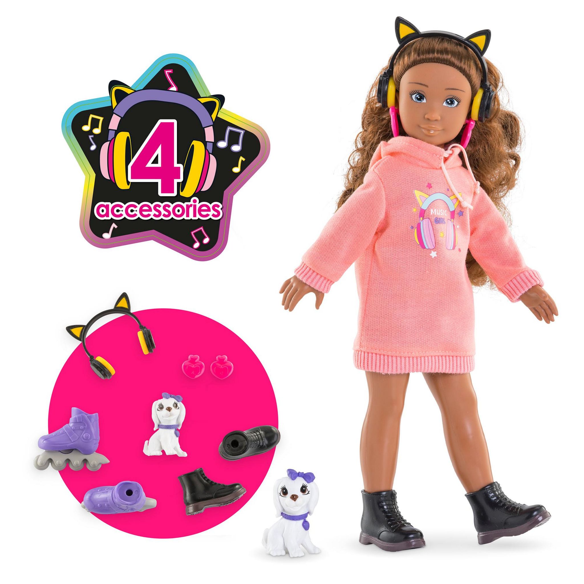 Corolle Girls – Ensemble Hiver 6 Accessoires – Bonnet, Écharpe, Moufles, Patins – Dès 4 Ans