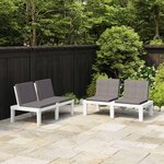 VIDAXL Bancs de salon de jardin avec coussins lot de 2 Plastique Blanc