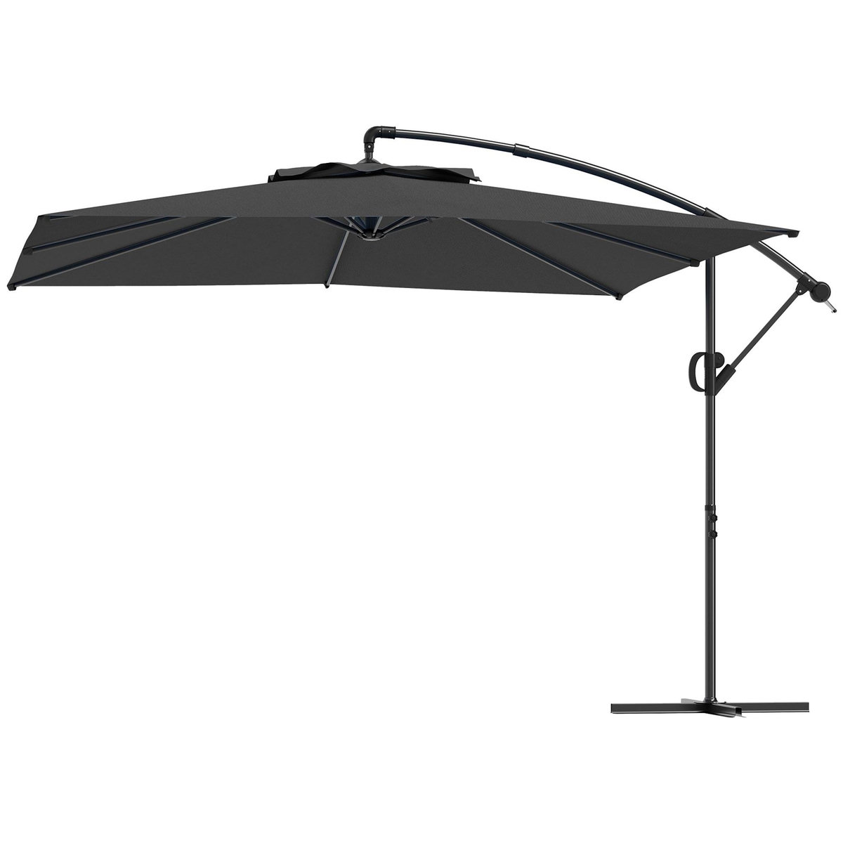 OUTSUNNY Parasol déporté carré 3 x 3 m réglable piètement croix manivelle tissu haute densité 180g/m² UPF50+ gris