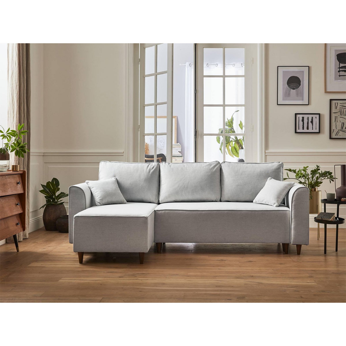 BEST MOBILIER Saphir - canapé d'angle réversible 4 places - convertible - avec coffre - en tissu