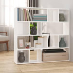 VIDAXL Bibliotheque/Separateur de piece Blanc brillant 105x24x102 cm