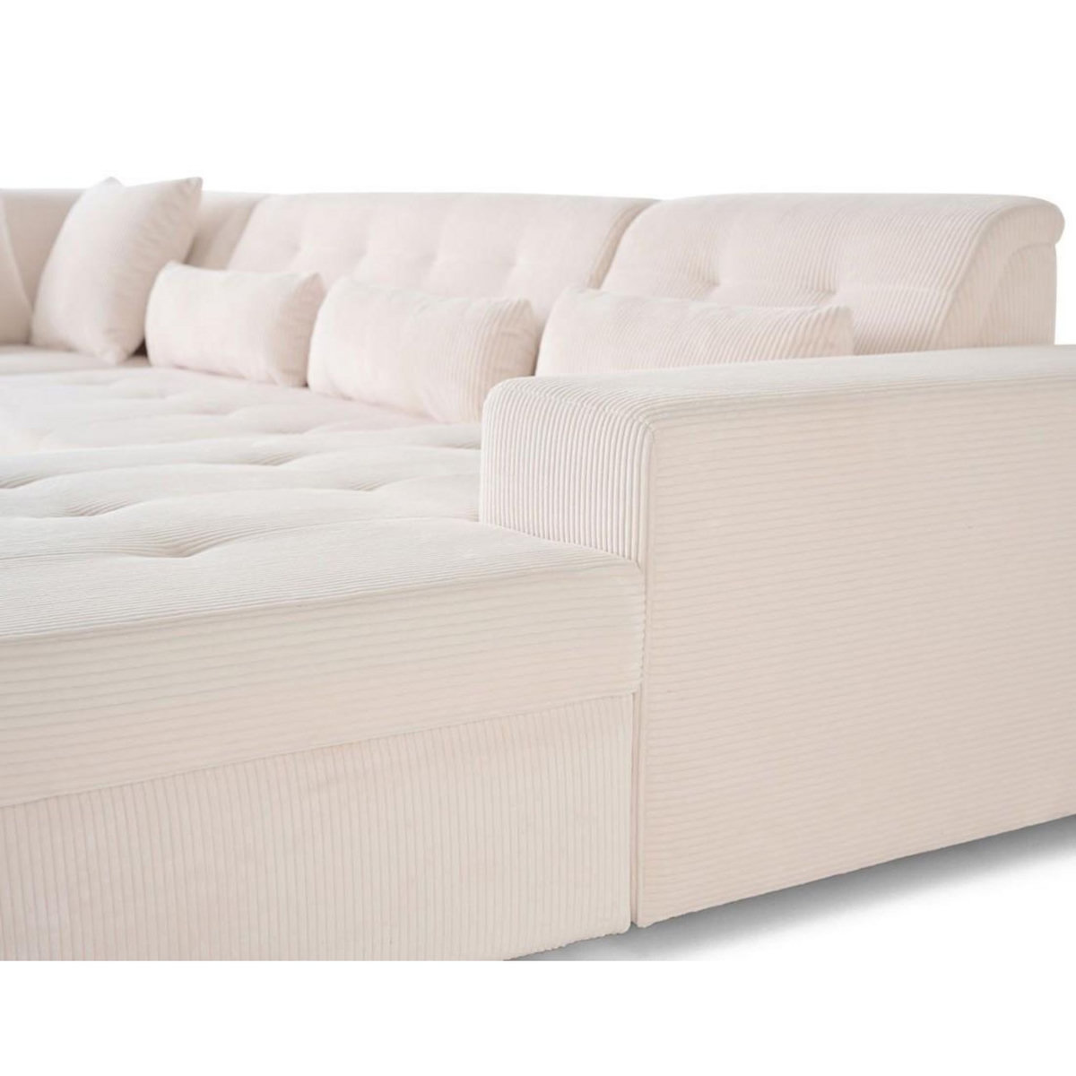 LISA DESIGN Vermont - canapé panoramique d'angle gauche - 7 places - en velours côtelé