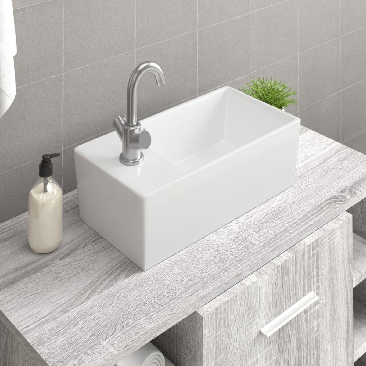 VIDAXL Lavabo blanc 48x25x15 cm ceramique