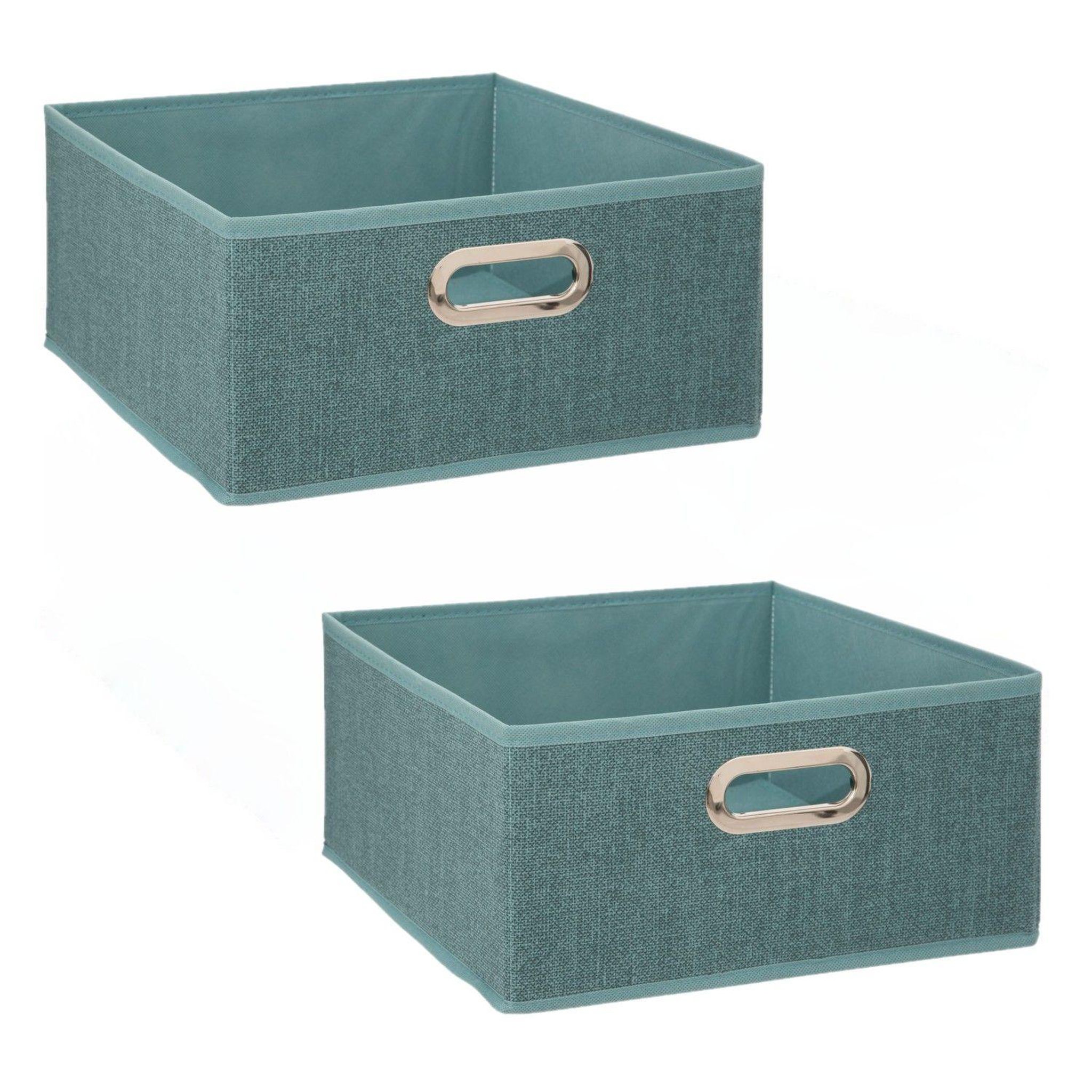 TOILINUX Lot de 2 boîtes de rangement carrées en tissu MIX' N MODUL. Coloris disponibles : Jaune, Bleu, Rouge