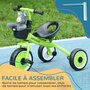 Voir la diapositive 6 : HOMCOM Tricycle enfant multi-équipé garde-boue sonnette panier pédales antidérapantes siège réglable avec dossier métal vert