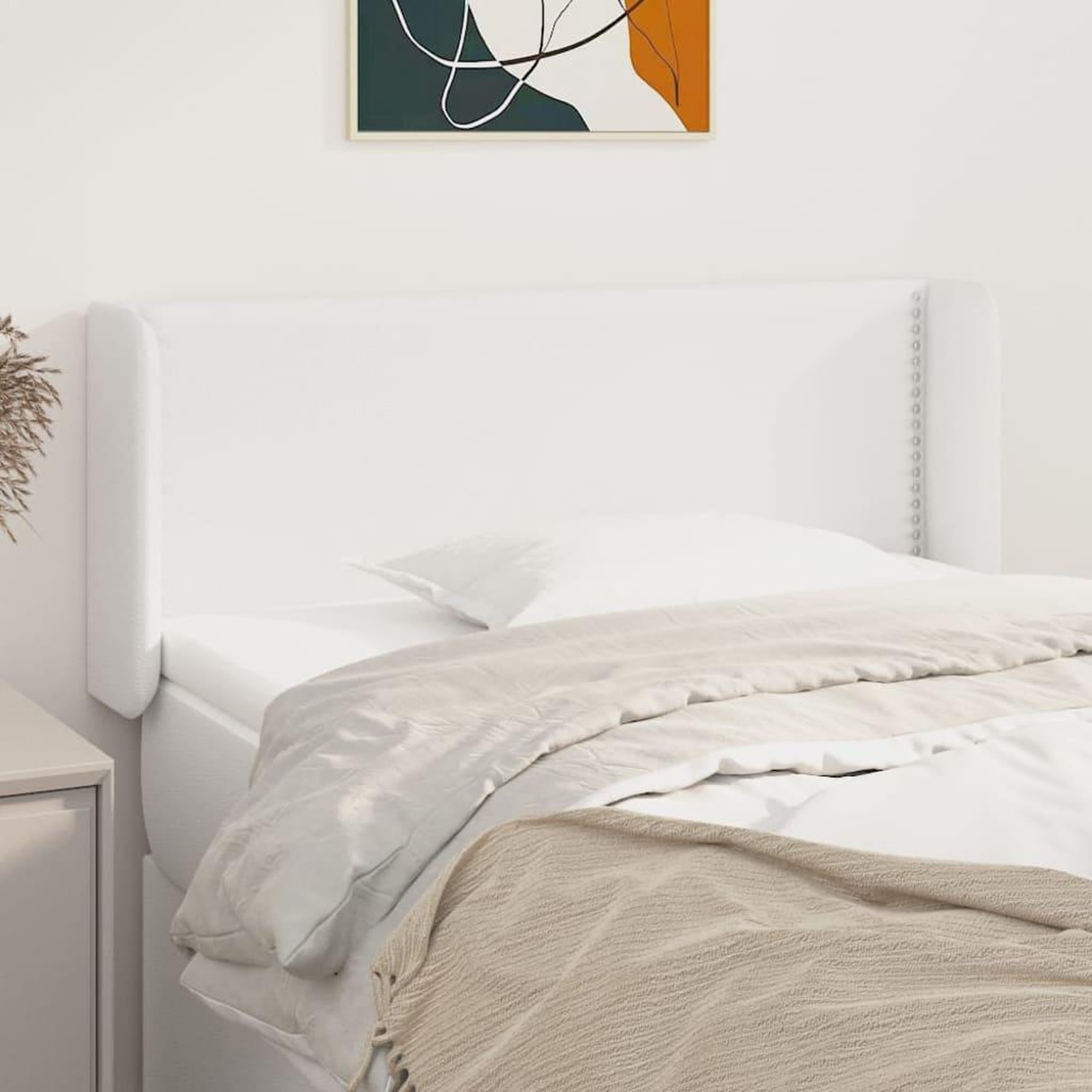 Voir la diapositive 1 : VIDAXL Tete de lit avec oreilles Blanc 103x16x78/88 cm Similicuir