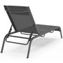 Voir la diapositive 5 : ID MARKET Lot de 2 transats de jardin inclinables BORA avec table d'appoint modulable en acier gris anthracite et toile grise