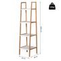Voir la diapositive 3 : HOMCOM Etagère en bambou de salle de bain 4 niveaux à lattes dim. 35L x 36l x 138H cm bois pin blanc