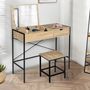Voir la diapositive 4 : Coiffeuse avec miroir rabattable et tabouret FIONA