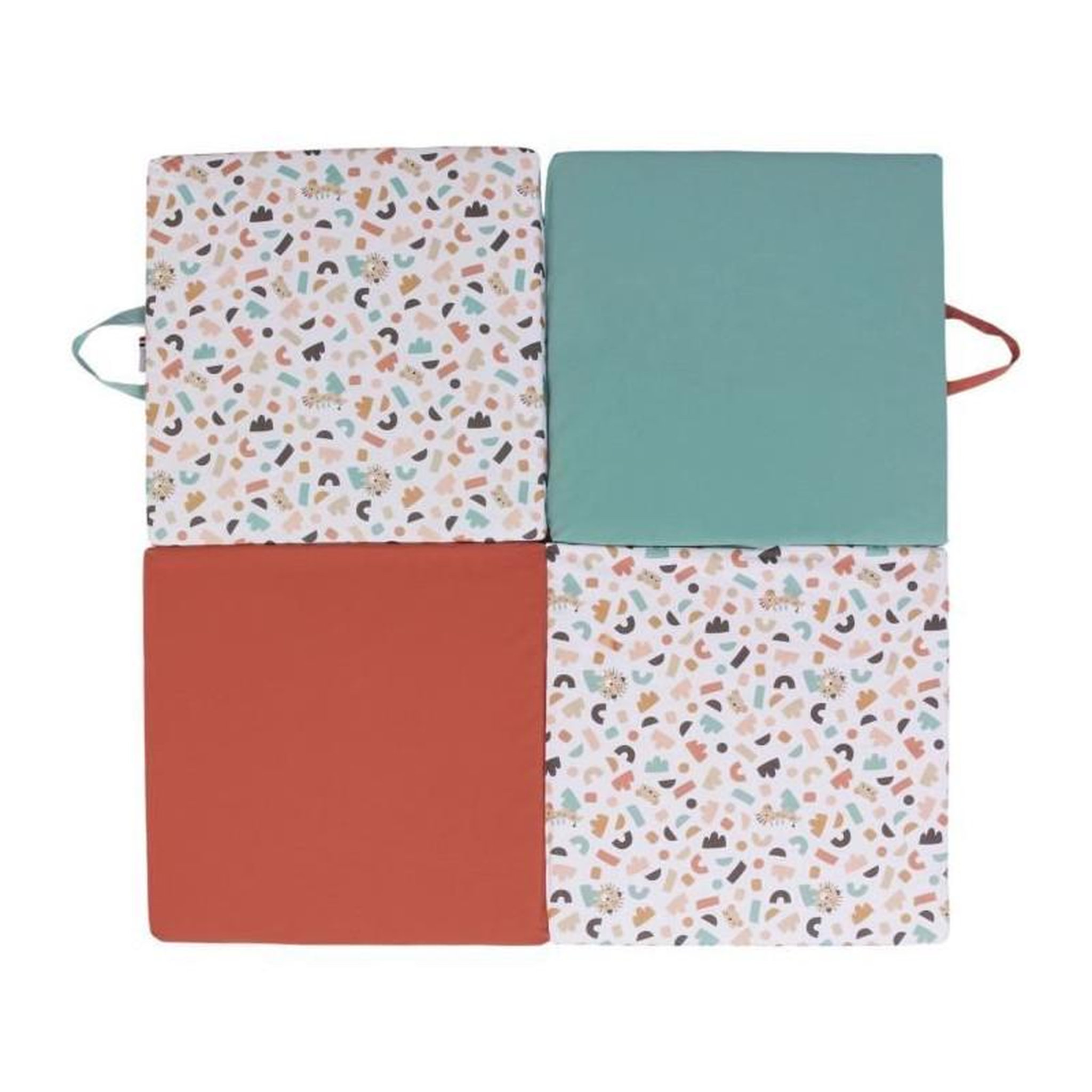 TINEO Tapis d'éveil Malin - TINEO - Tapis évolutif multifonction 3-en-1 - 120 x 120 cm - Géométrique / Animaux rigolos