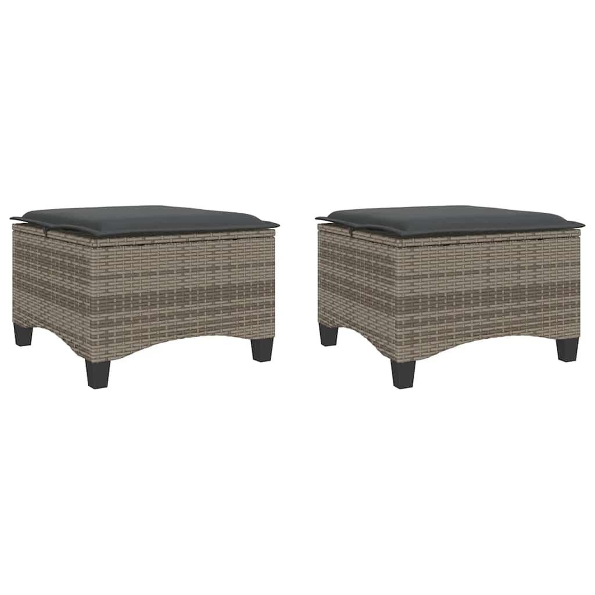 Voir la diapositive 2 : VIDAXL Tabourets jardin coussins 2 pcs gris 55x55x36 cm resine tressee