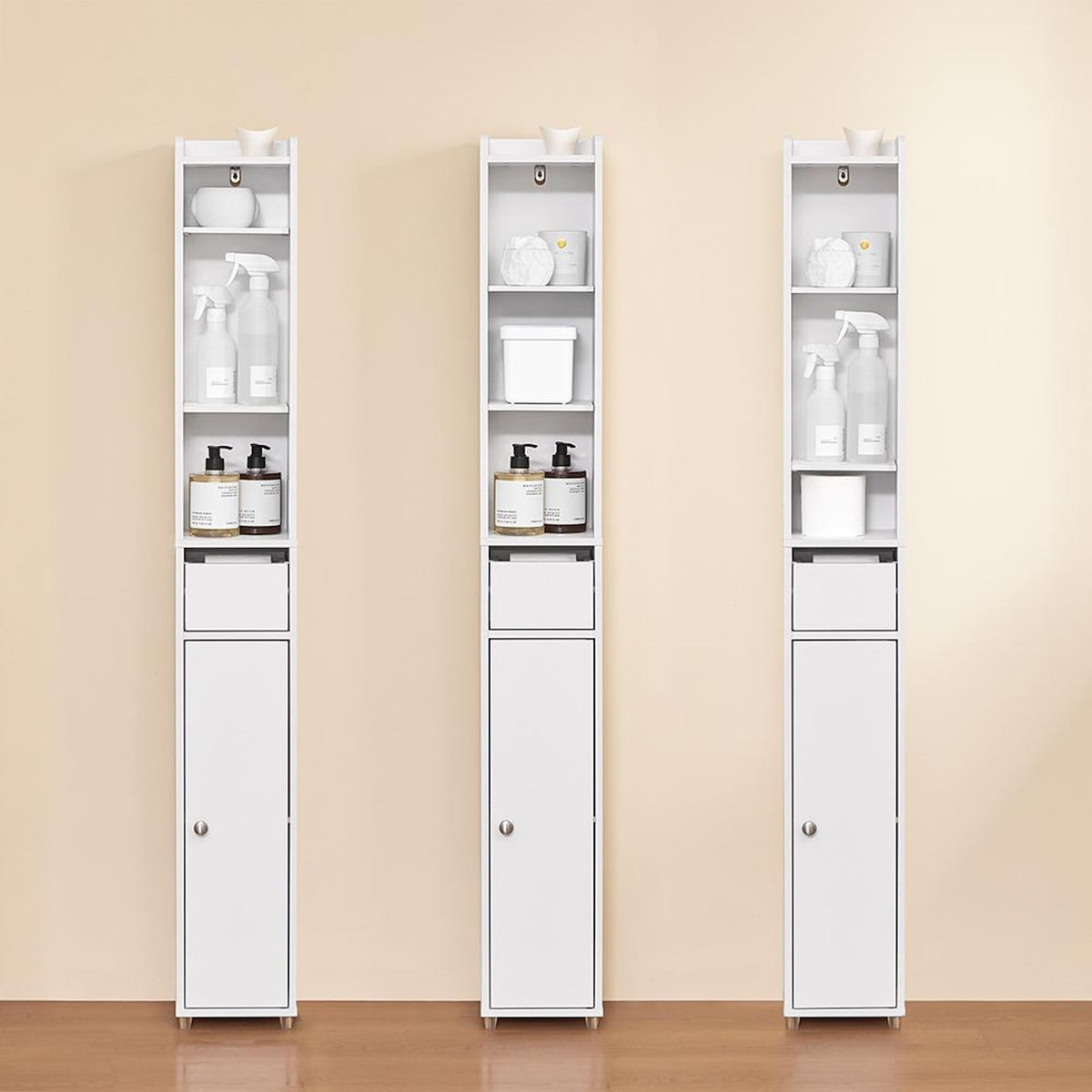 SOBUY SoBuy - Colonne De Salle De Bain à un tiroir - Blanc - 20x17x145cm - Minimaliste - BZR34-K-W