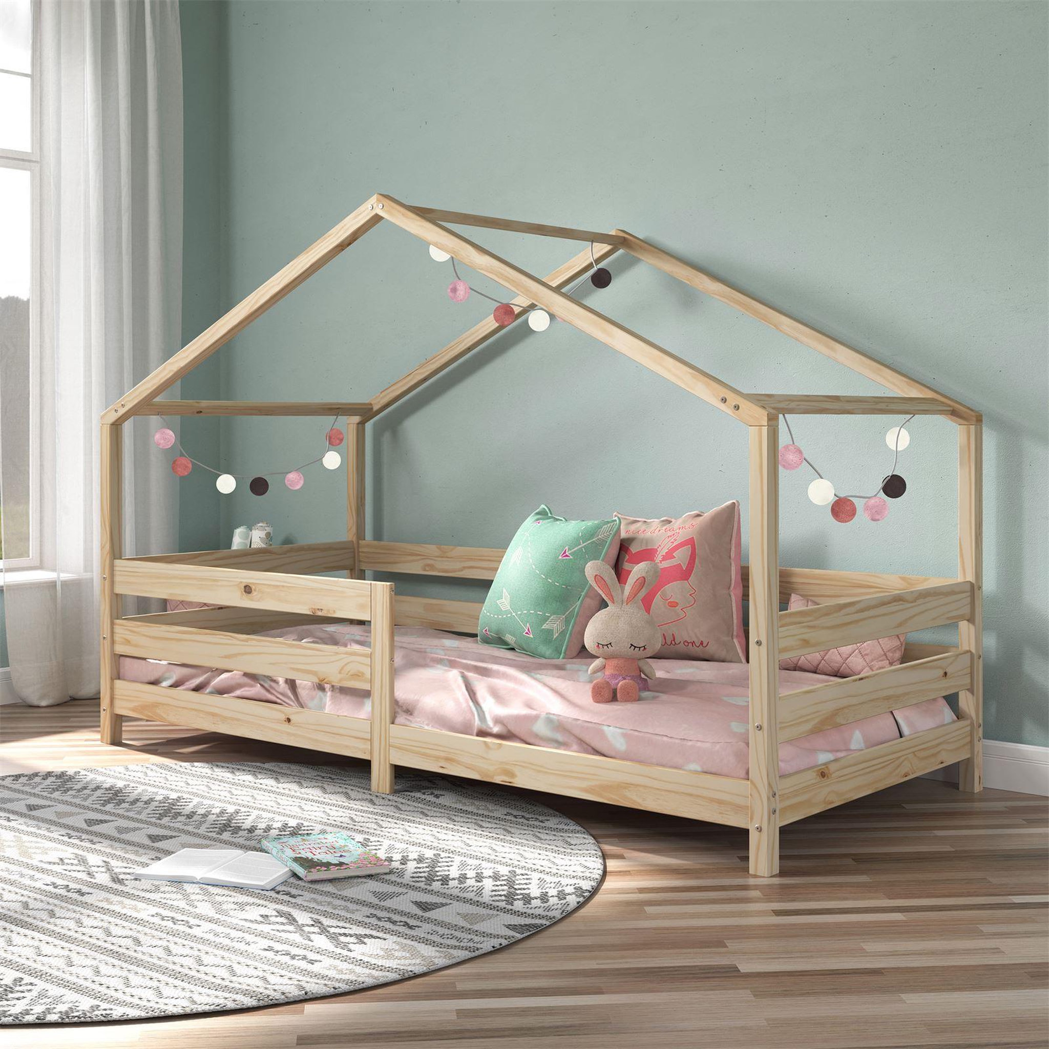 Voir la diapositive 2 : IDIMEX Lit cabane RENA 90 x 190 cm, en pin massif