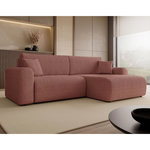 BEST MOBILIER Naomi - canapé d'angle réversible 4 places convertible avec coffre en velours côtelé. Coloris disponibles : Vert, Marron, Beige, Rose, Gris, Bleu