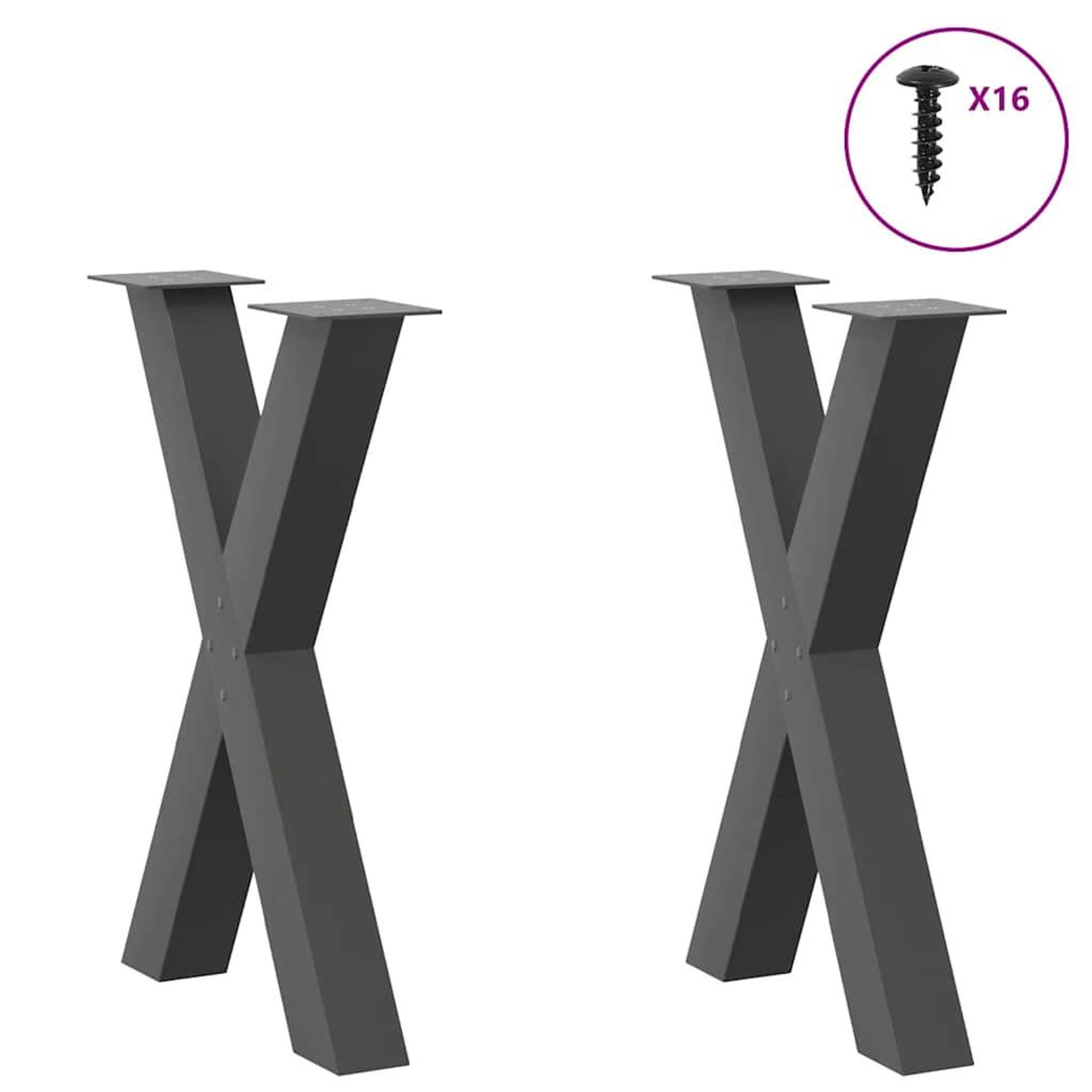 Voir la diapositive 3 : VIDAXL Pieds de table a manger forme de X 2 pcs 60x(72-73) cm acier