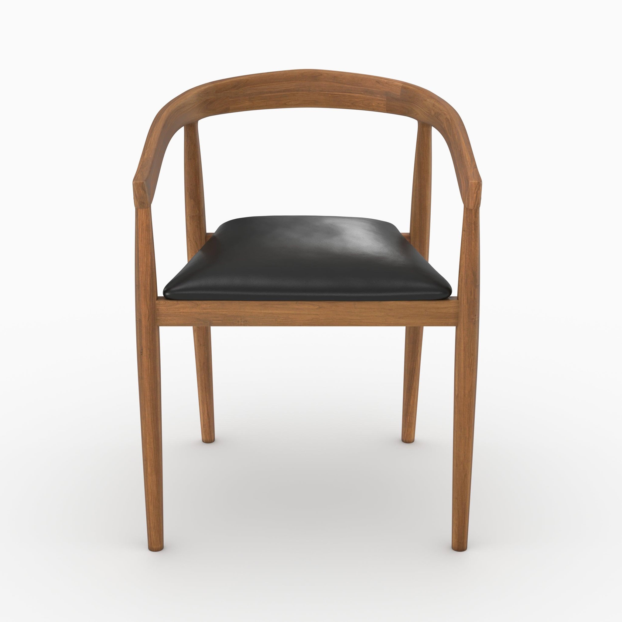 Voir la diapositive 3 : MAISON PAVANE Lot de 2 chaises empilables en bois de teck vernis, assise en cuir-bali