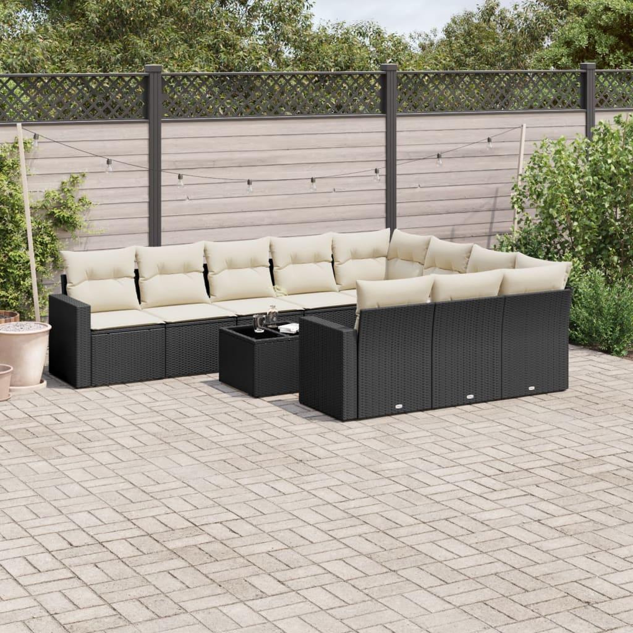 VIDAXL Salon de jardin 11 pcs avec coussins noir resine tressee