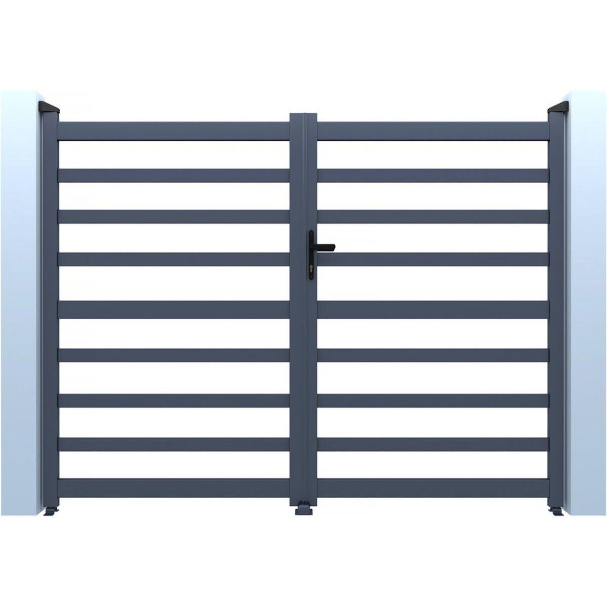 Habitat et Jardin Portail aluminium ajouré  Martin  - 300 x 140 cm - Gris