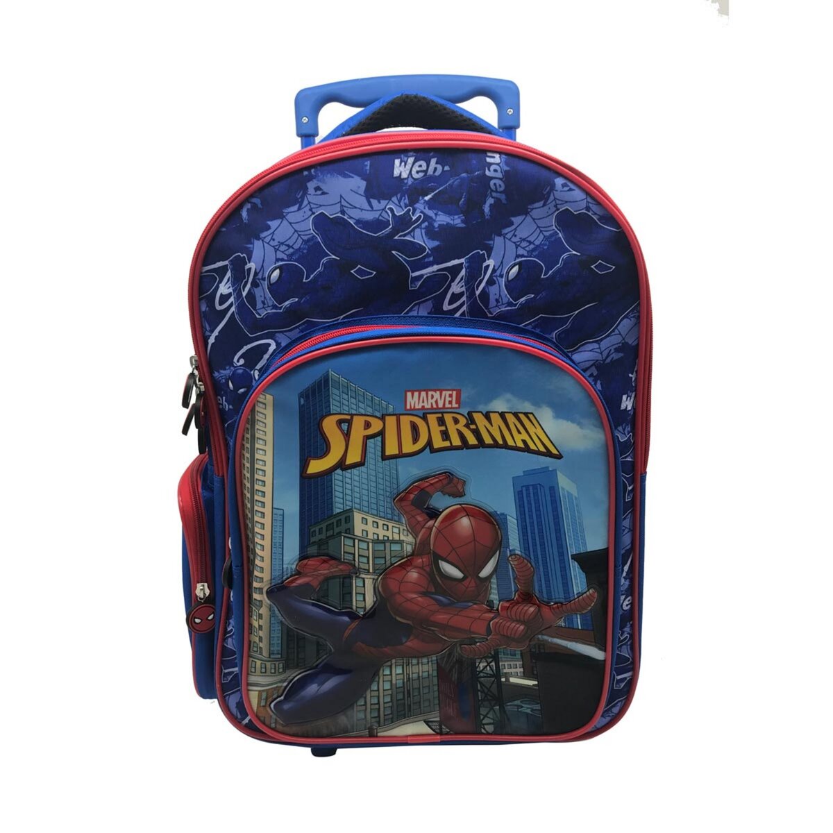  Sac à dos à roulettes 1 compartiment + 2 poches garçon Héros Spiderman bleu