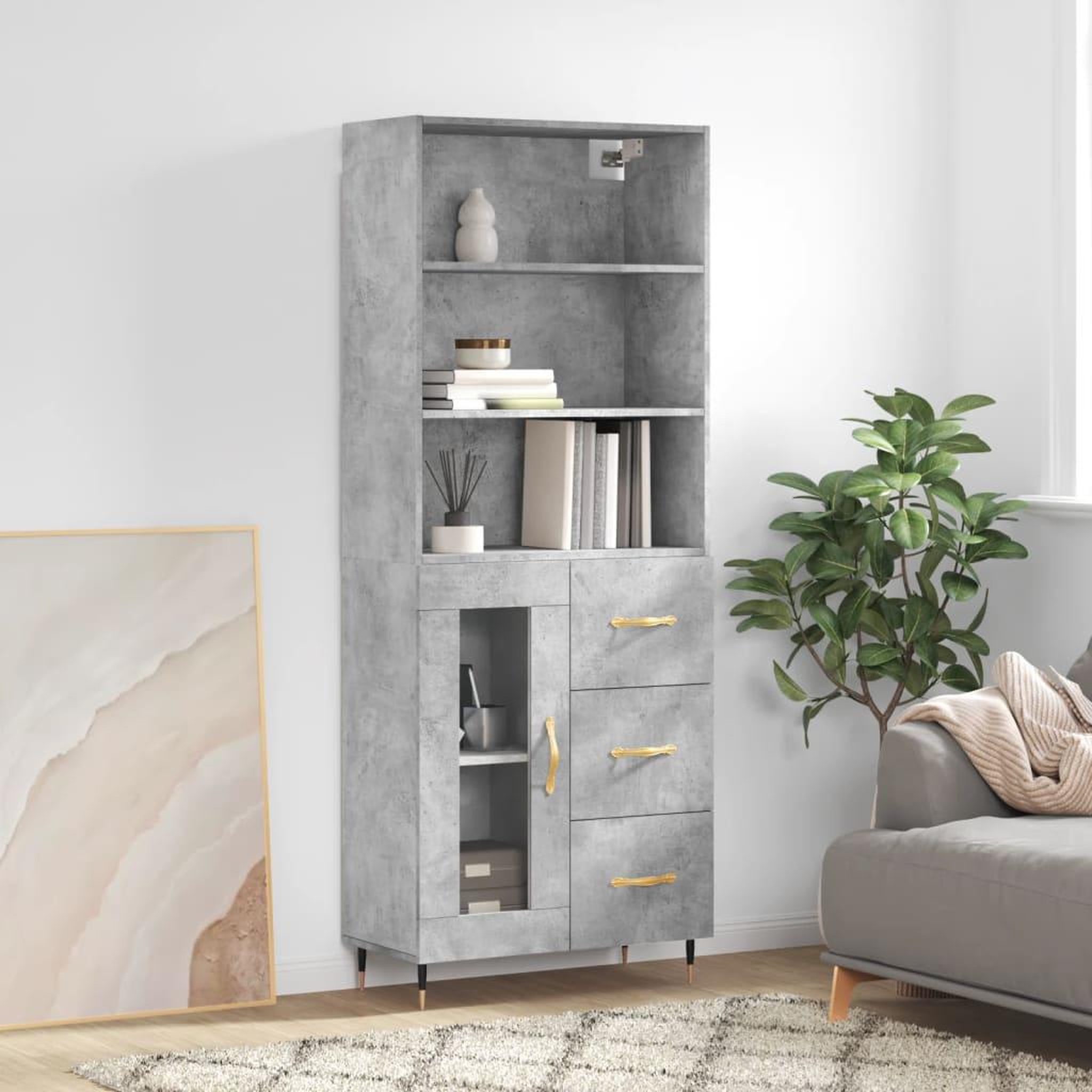 VIDAXL Buffet haut Gris beton 69,5x34x180 cm Bois d'ingenierie