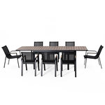 CONCEPT USINE Salon de jardin 8 places avec table extensible 270cm en aluminium et bois LOBOC