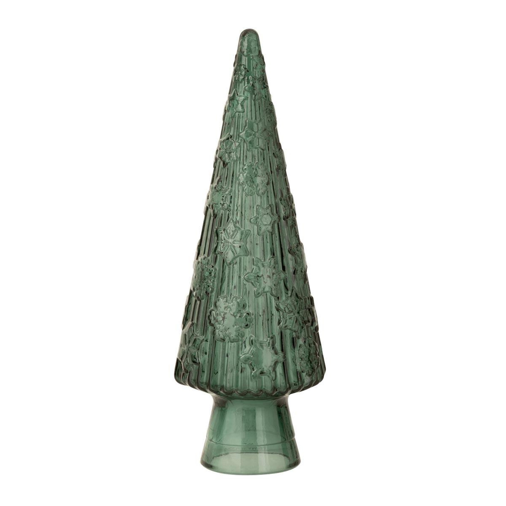 J-LINE Sapin de noël en verre  cône  43cm vert foncé