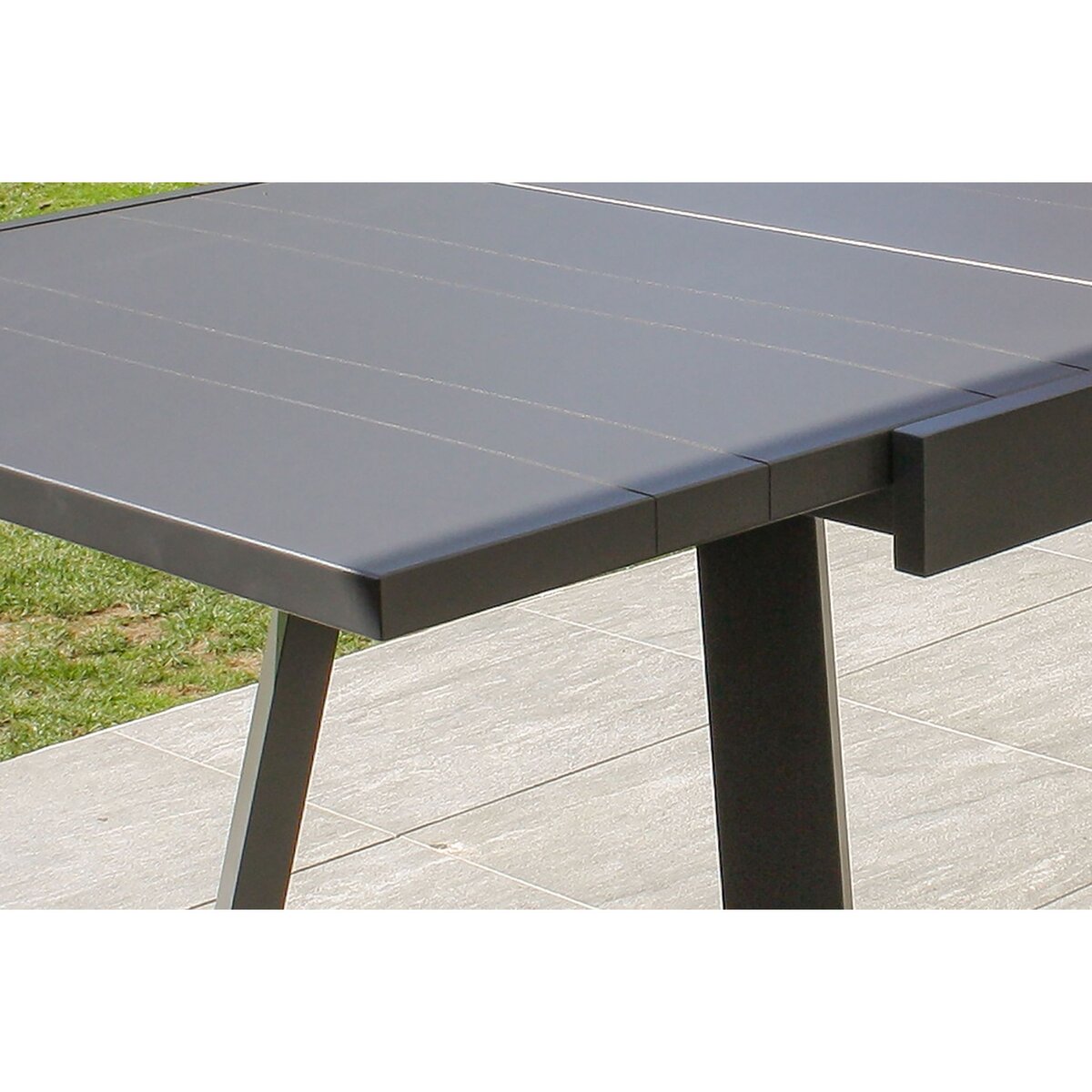DCB GARDEN Table de jardin - 10/12 places - Aluminium - Gris - STOCKHOLM