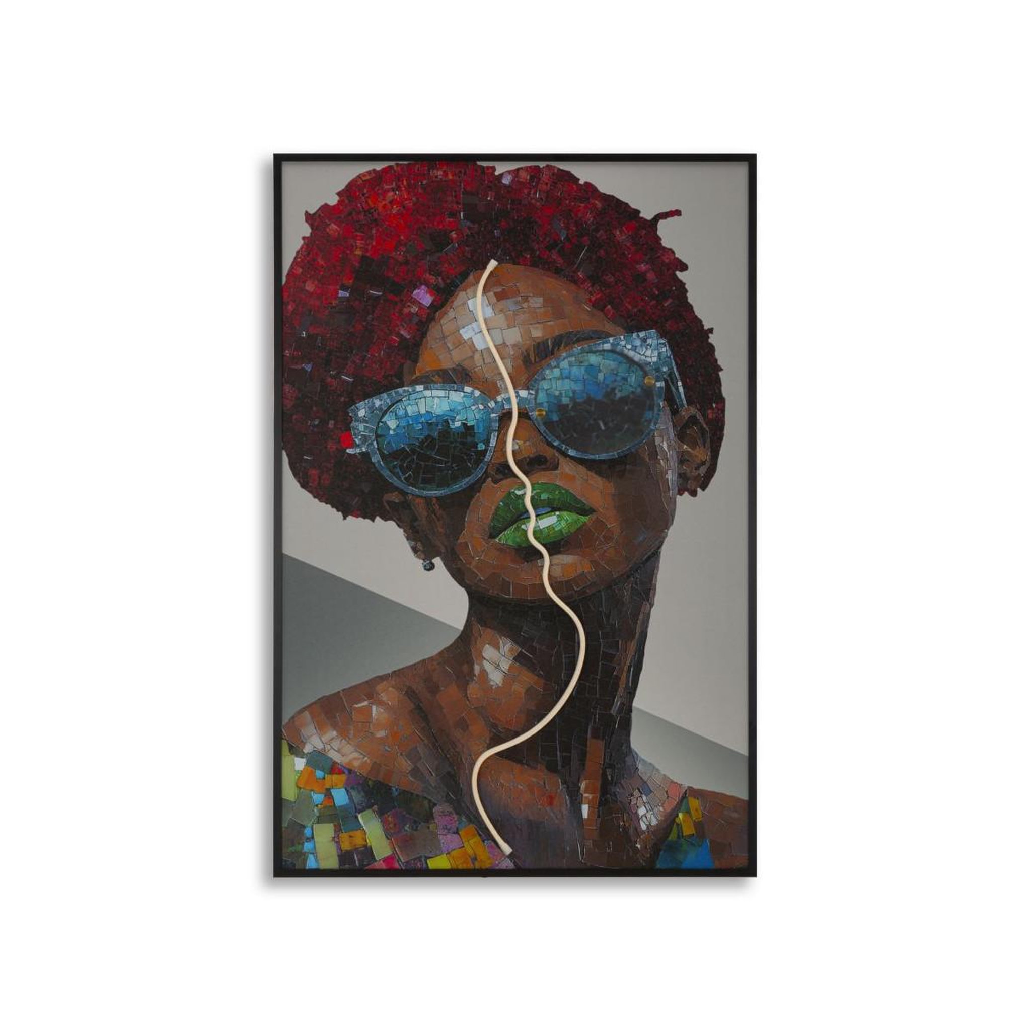Paris Prix Tableau imprimé à led  afro  60x90cm multicolore
