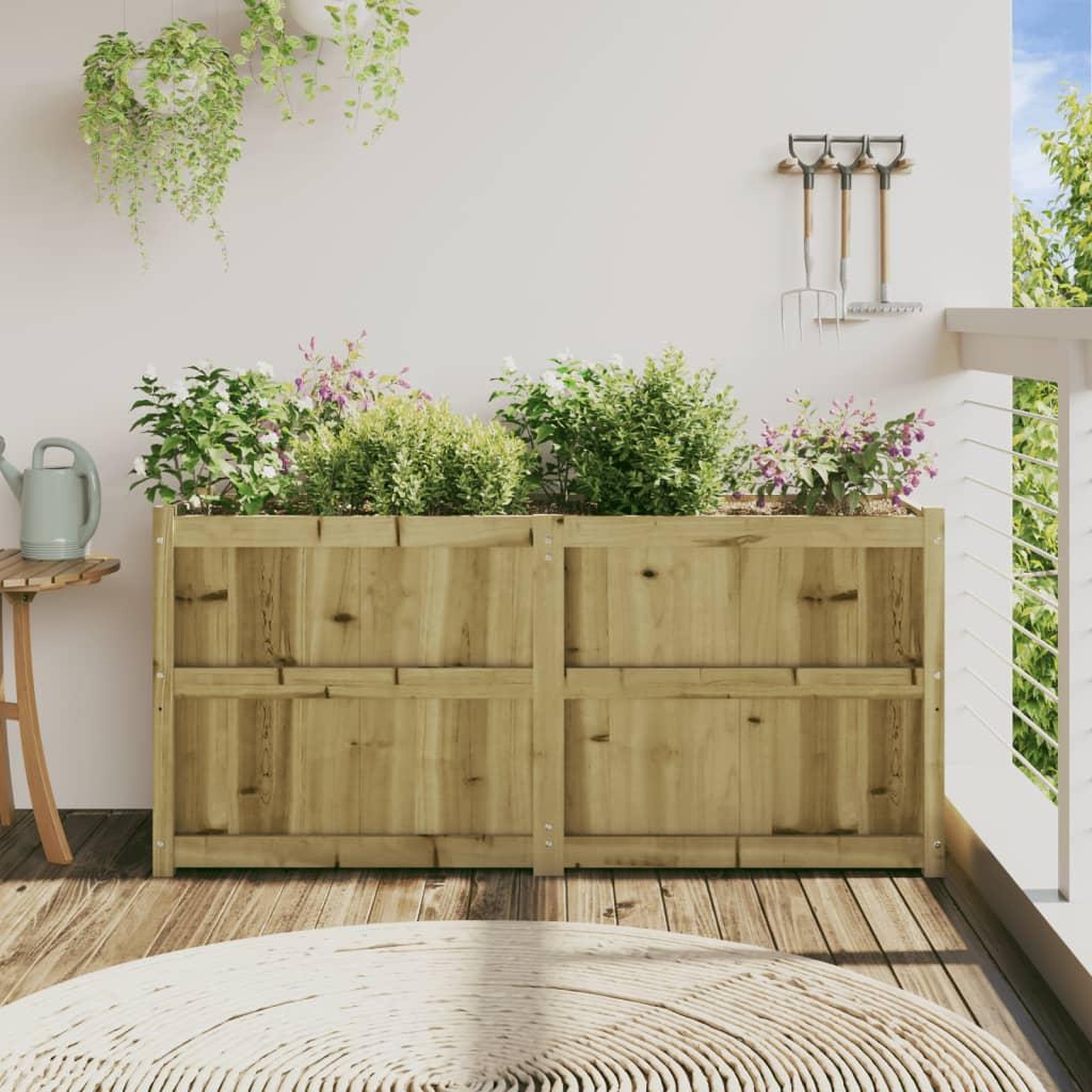 Voir la diapositive 3 : VIDAXL Jardiniere 150x50x70 cm bois de pin impregne