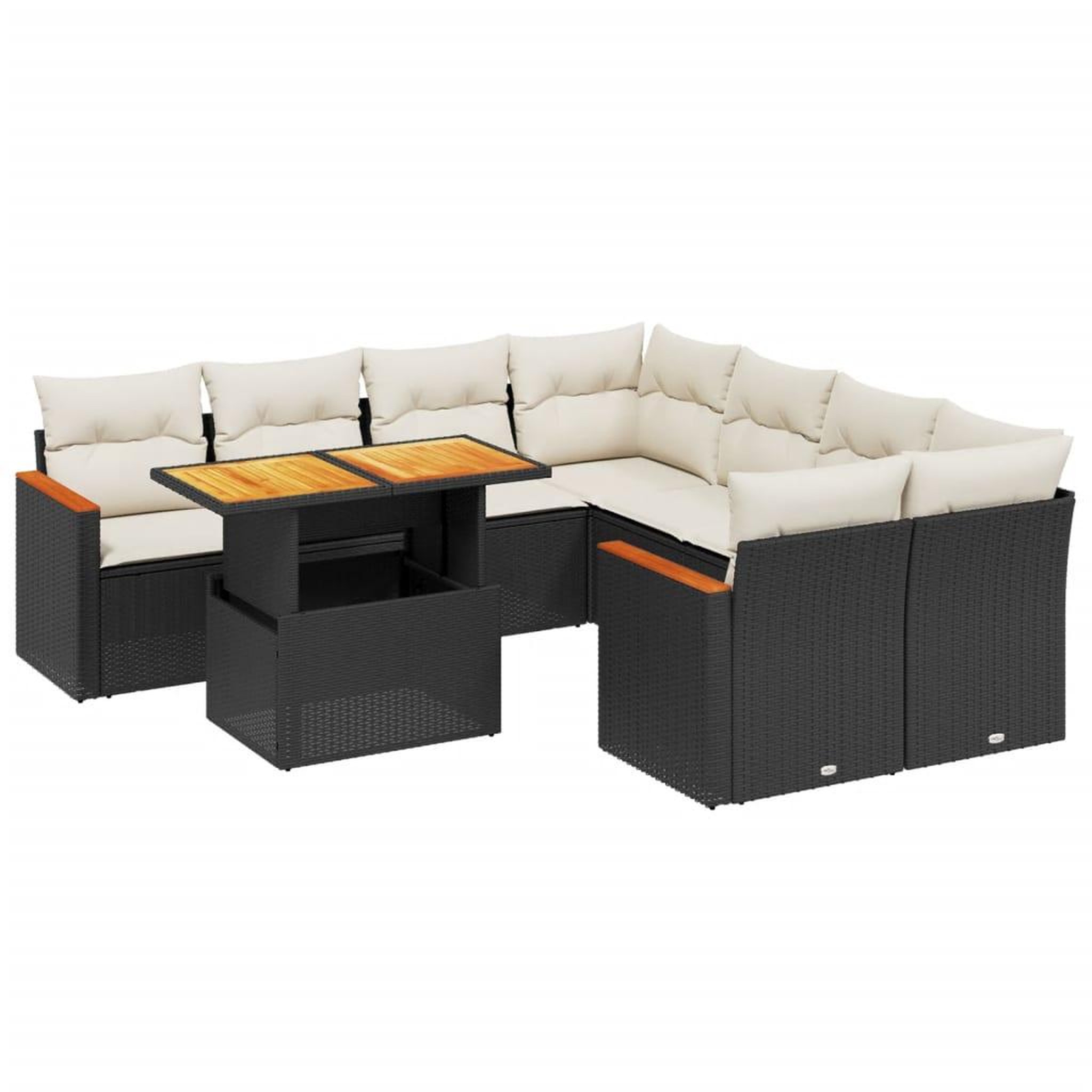 Voir la diapositive 2 : VIDAXL Salon de jardin 9 pcs avec coussins noir resine tressee