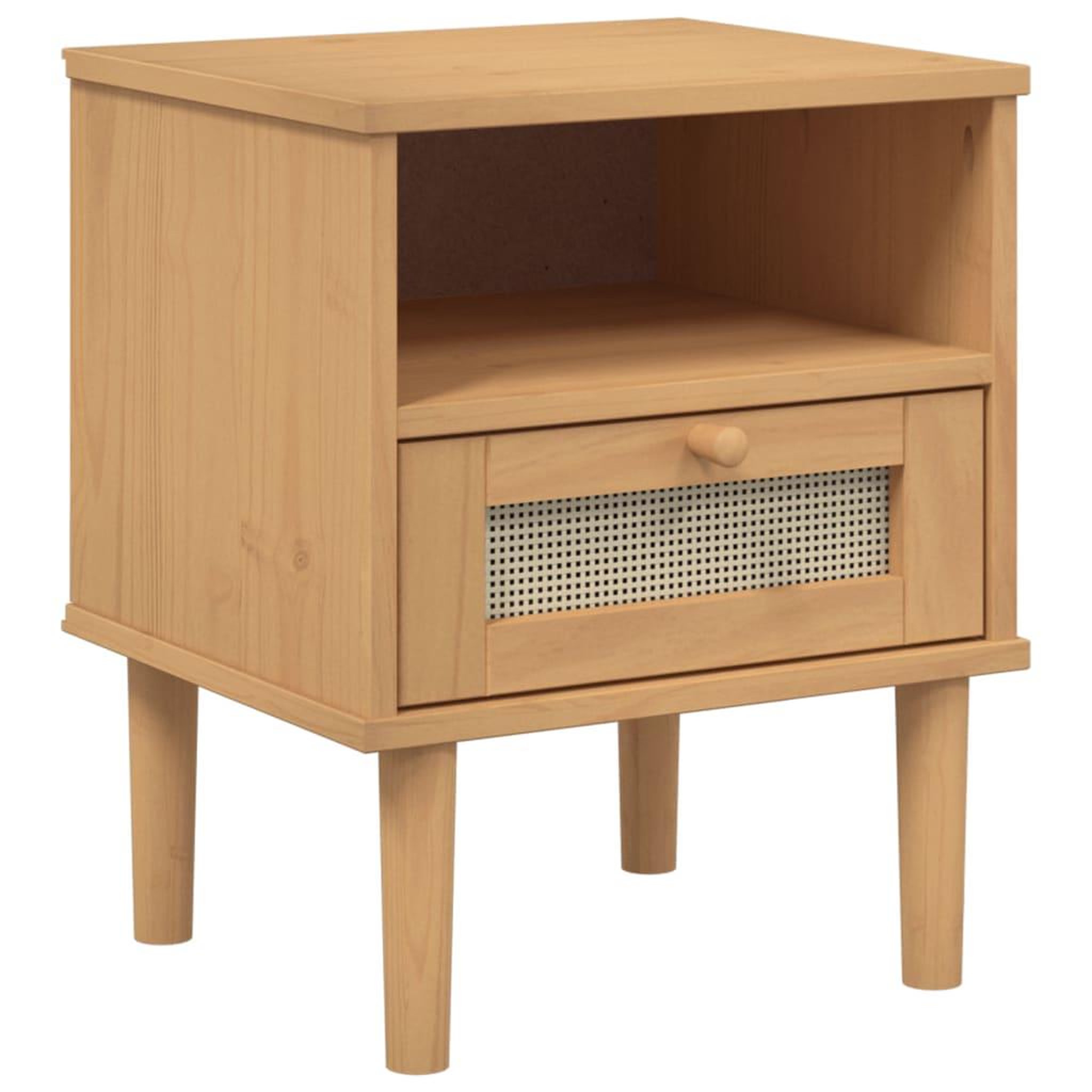Voir la diapositive 2 : VIDAXL Table de chevet SENJA aspect de rotin marron bois de pin massif