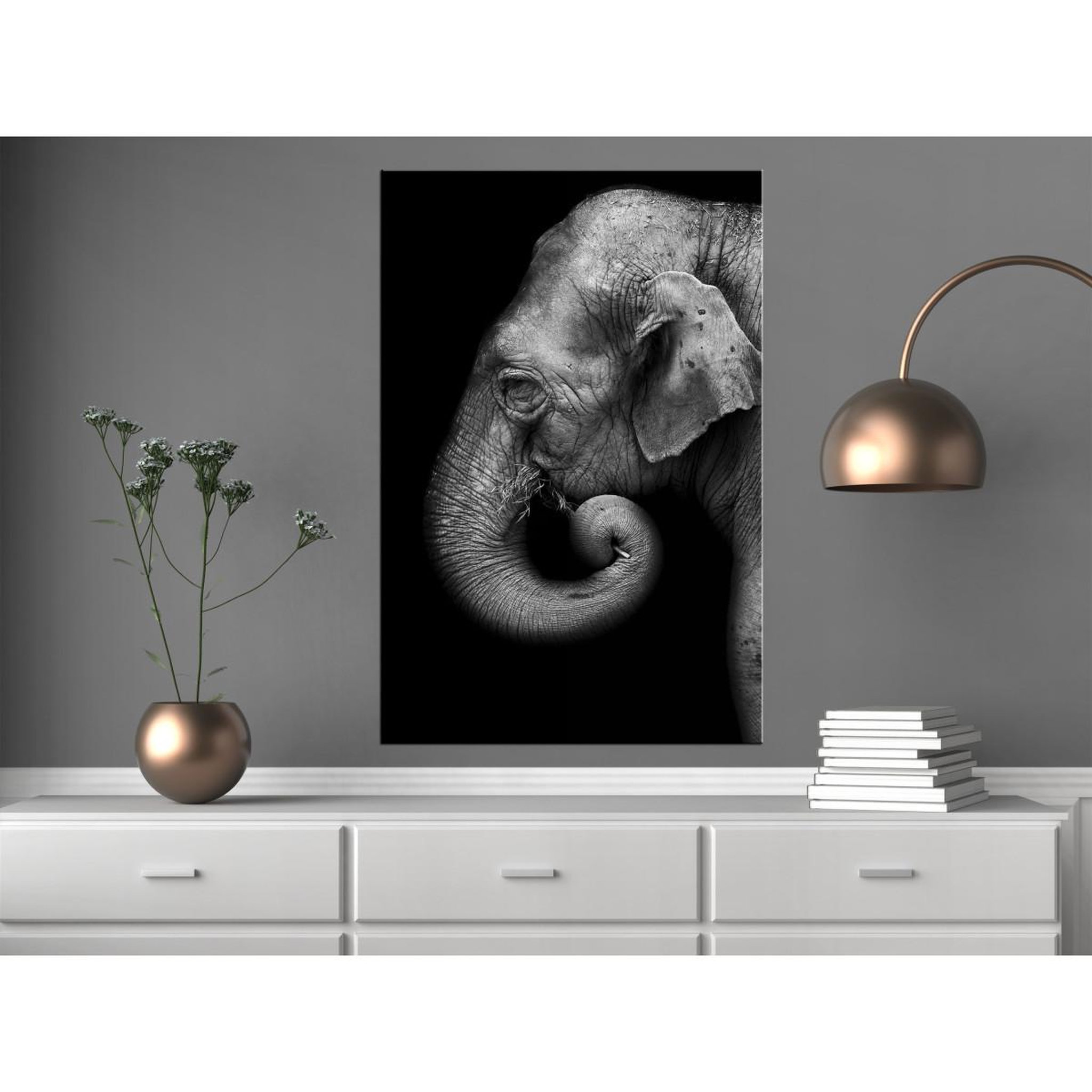 Voir la diapositive 2 : Paris Prix Tableau imprimé  portrait of elephant