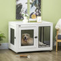 Voir la diapositive 2 : PAWHUT Cage pour chien sur pied style industriel - 2 portes verrouillables, coussin inclus - acier maillé noir panneaux aspect bois blanc