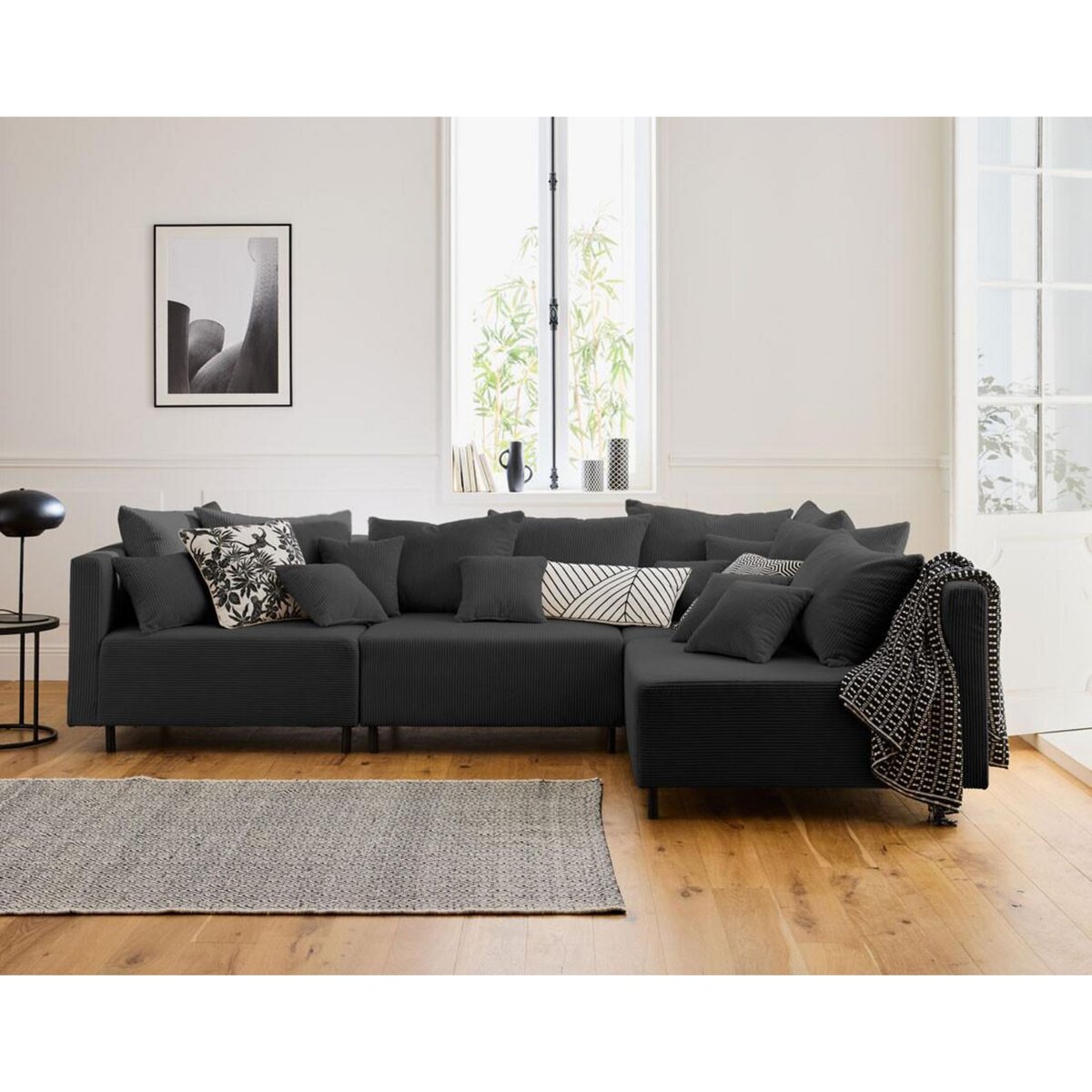 LISA DESIGN Edinburg - canapé modulable d'angle réversible 4 places - en velours côtelé